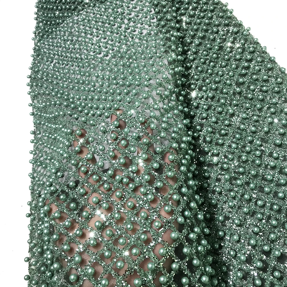 Mint Green Luxury Design Glitter Plaid Tulle Sequin Lace Beaded Fabric with Pearl on the Grid for Sewing Clothes Dress Accessory
Mint Green Luxury Design Glitter Plaid Tulle Sequin Lace Beaded Fabric with Pearl on the Grid for Sewing Clothes Dress Accessory