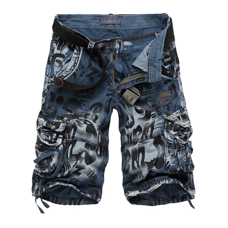 

2021 Summer Camouflage Loose Cargo Shorts Large Size with Multiple Pockets 5 Cent Men's Medium Pants