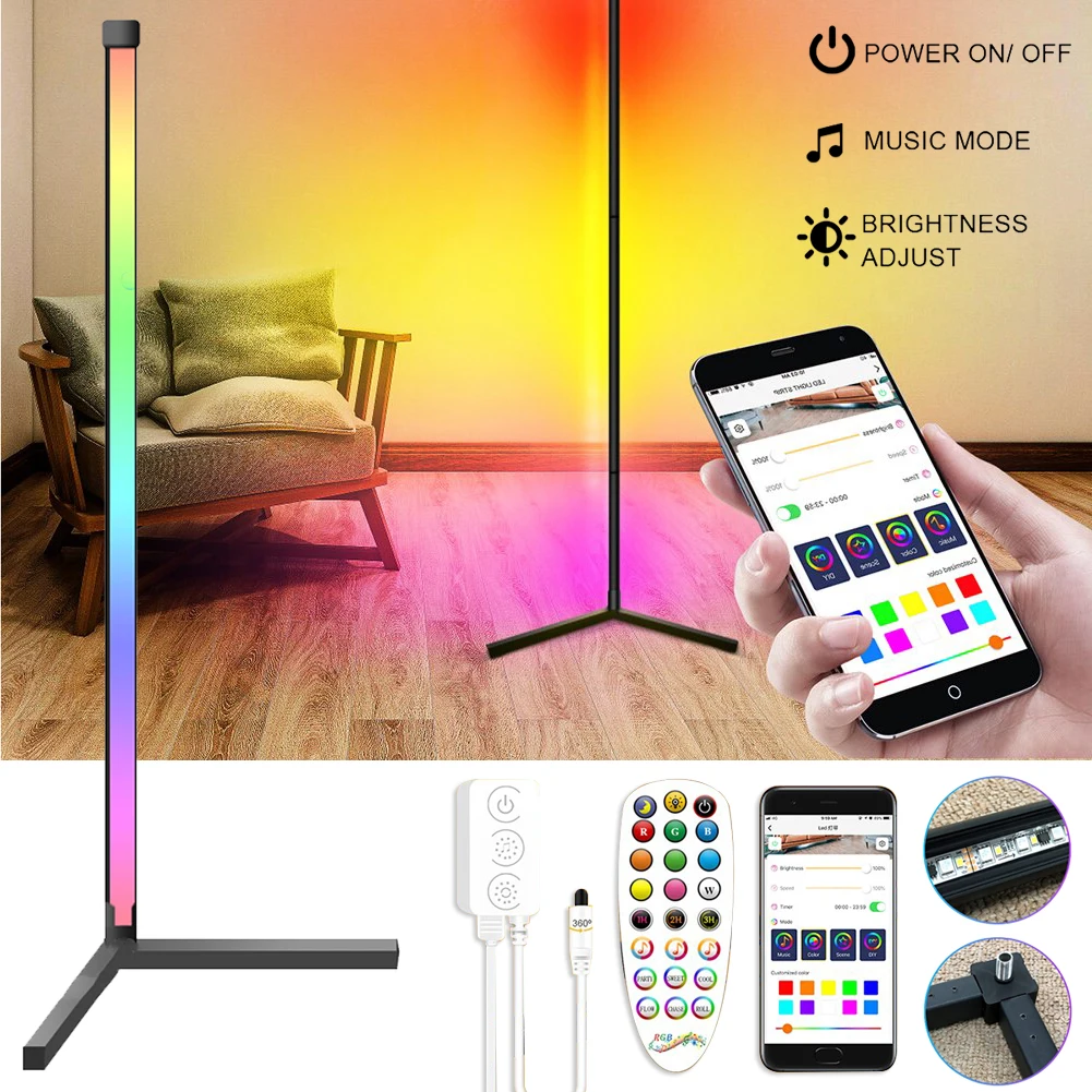 156cm Corner Floor Light RGB Color Changing Dimming LED Floor Lamp With APP/Remote Control High Standing Atmosphere Lamp Indoor
156cm Corner Floor Light RGB Color Changing Dimming LED Floor Lamp With APP/Remote Control High Standing Atmosphere Lamp Indoor