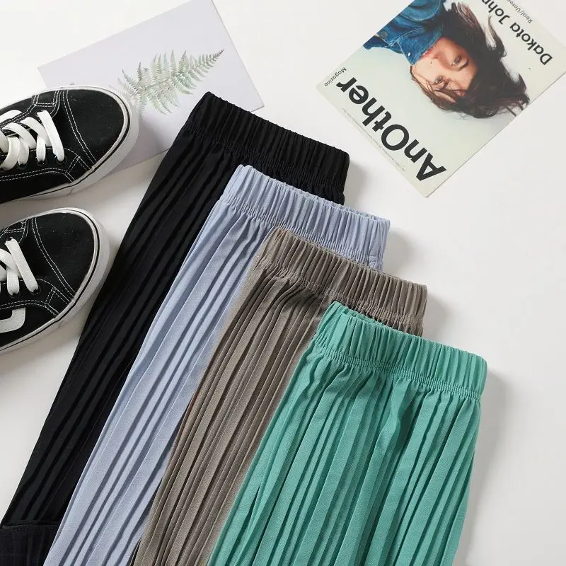 Wide Leg Pants Women 7 Colors Pleated Korean Casual Loose Chiffon High Waist Ruffles Minimalist Female Trouser Summer Solid Chic
Wide Leg Pants Women 7 Colors Pleated Korean Casual Loose Chiffon High Waist Ruffles Minimalist Female Trouser Summer Solid Chic