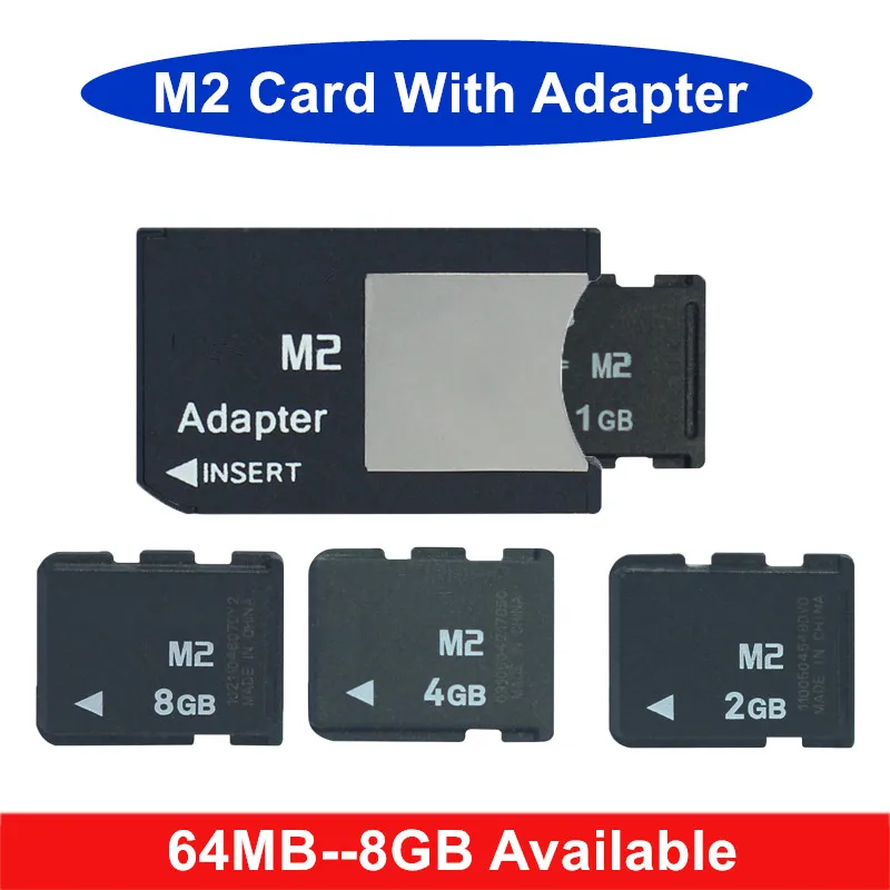 

M2 memory card 8GB 4GB 2GB 1GB 512MB 256MB 128MB 64MB Memory Stick Micro With Adapter MS PRO DUO