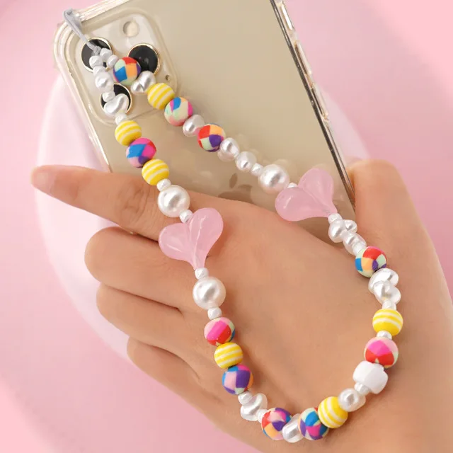 ins Imitation Pearl Acrylic Pink Heart-Shaped Mobile Phone Anti-Lost Lanyard Mixed Color Beads Telephone Chain Women's Jewelry
ins Imitation Pearl Acrylic Pink Heart-Shaped Mobile Phone Anti-Lost Lanyard Mixed Color Beads Telephone Chain Women's Jewelry