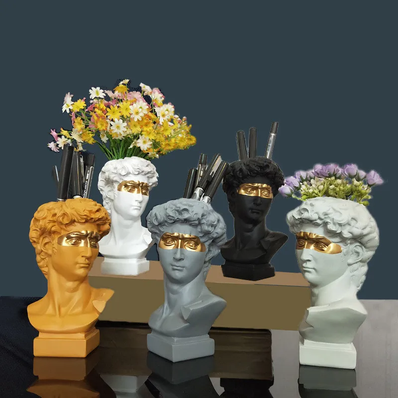 Northern Europe small Resin Vase Flower Pot Pen Holder Makeup Brush Holder Storage Box Head Sculpture model Home Decoration
Northern Europe small Resin Vase Flower Pot Pen Holder Makeup Brush Holder Storage Box Head Sculpture model Home Decoration