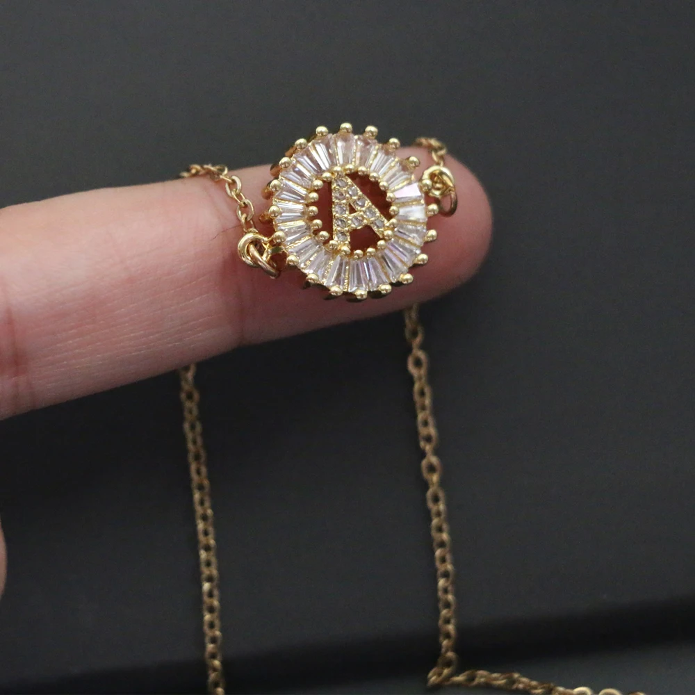 Simple Zircon Initial Letter Round Circle Charm Choker Necklace Elegant Copper Gold Color Alphabet Geometric Collar Steel Chain
Simple Zircon Initial Letter Round Circle Charm Choker Necklace Elegant Copper Gold Color Alphabet Geometric Collar Steel Chain