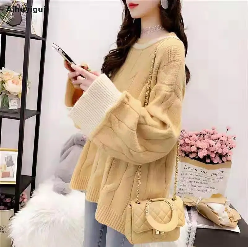 Aihuyigui 2019 Autumn Winter Casual Pull Sweaters Twisted Long Oversized Jumpers Candy Color Jumpers Knitted mujer Hs721
Aihuyigui 2019 Autumn Winter Casual Pull Sweaters Twisted Long Oversized Jumpers Candy Color Jumpers Knitted mujer Hs721