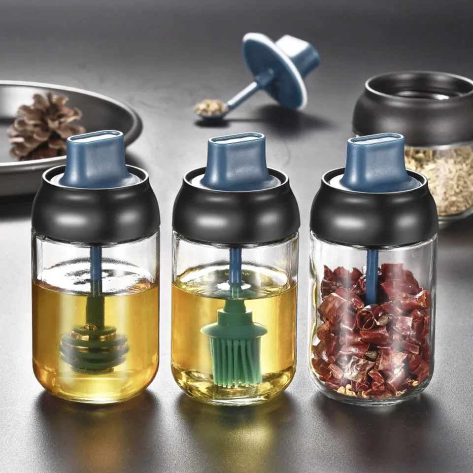 250ml Glass Flavoring Bottle Seasoning Box Seal Damp-proof with Lid and Seasoning Spoon Honey Dippers Oil Brush Store Salt
250ml Glass Flavoring Bottle Seasoning Box Seal Damp-proof with Lid and Seasoning Spoon Honey Dippers Oil Brush Store Salt