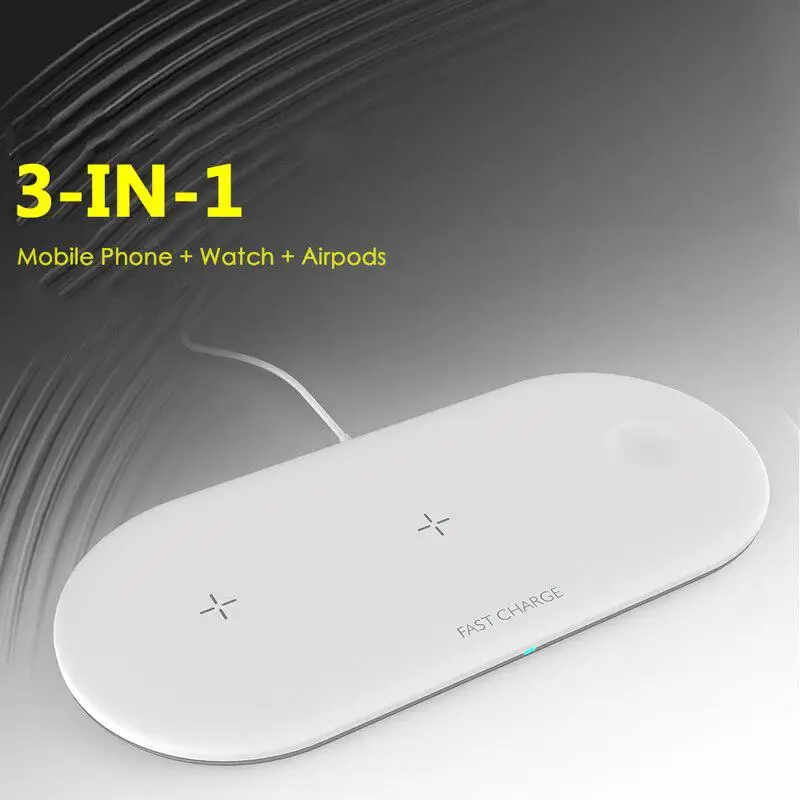 3 в 1 10 Вт Беспроводная зарядная станция Подставка для iPhone X XS Apple Watch Airpods