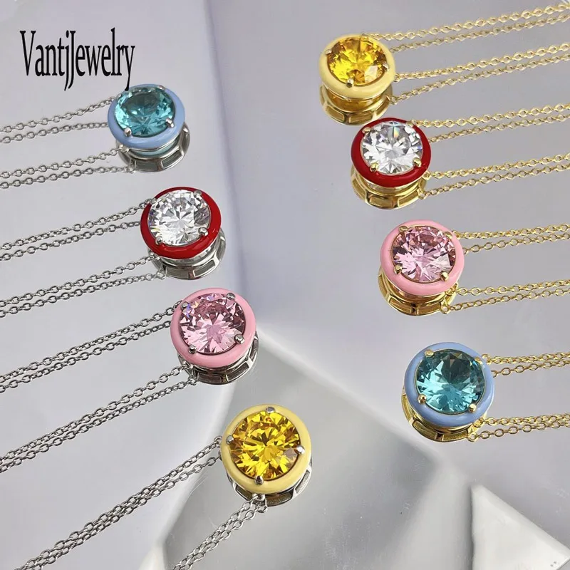 S925 Sterling Silver Necklace Lovely Candy Color Macarone Pendant Gemstone 10mm for Women Girl Party Birthday Christmas Gift
S925 Sterling Silver Necklace Lovely Candy Color Macarone Pendant Gemstone 10mm for Women Girl Party Birthday Christmas Gift