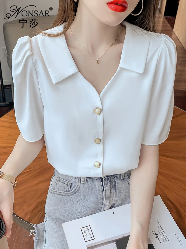 Women's Blouses And Shirts Summer The hubble-bubble Sleeve Short Sleeve Chiffon Female Design Feeling Small French White Shirt
Women's Blouses And Shirts Summer The hubble-bubble Sleeve Short Sleeve Chiffon Female Design Feeling Small French White Shirt
