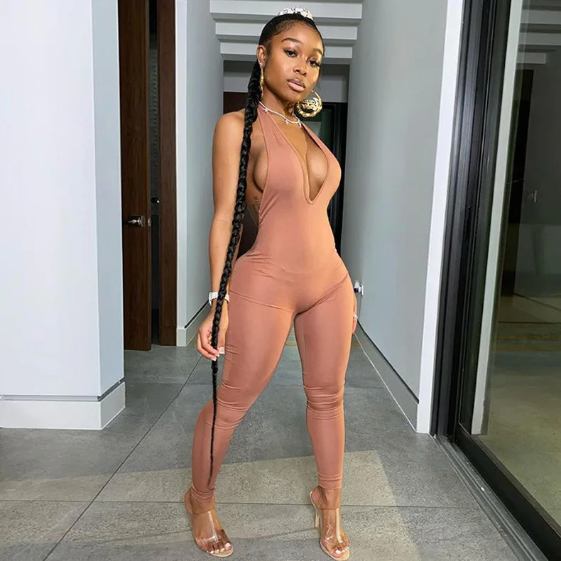 2021 Women Halter Activewear Sexy Ladies Deep V Bandage Sleeveless Skinny Rompers Solid Elastic Bodycon Fitness Casual Jumpsuit
2021 Women Halter Activewear Sexy Ladies Deep V Bandage Sleeveless Skinny Rompers Solid Elastic Bodycon Fitness Casual Jumpsuit