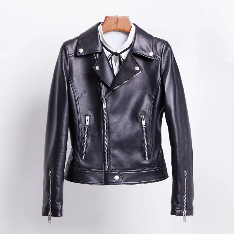AKSR 2020 Women Genuine Leather Coat Autumn New Style Sheep Skin Leather Jacket Female Short Black Motorcycle Temperament
AKSR 2020 Women Genuine Leather Coat Autumn New Style Sheep Skin Leather Jacket Female Short Black Motorcycle Temperament
