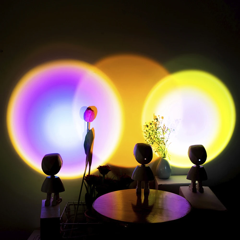 

Led Night Light Romantic Mood Light Projector Rainbow Sunset Light Projector Lamp Atmosphere for Home Room Background Wall Decor