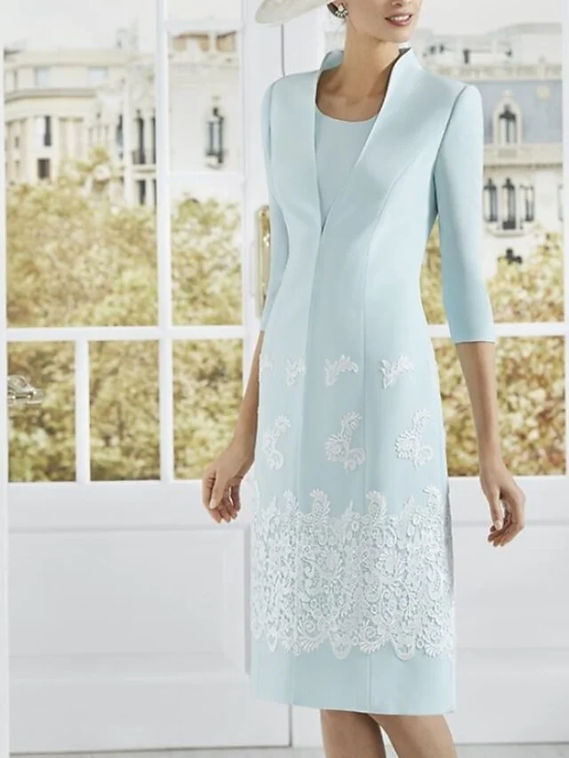 With Suits Plus Size Mother Of The Bride Dress Sheath Scoop 3/4 Sleeve Appliqued Short Groom Mother Dresses Robe Mere De Mariee
With Suits Plus Size Mother Of The Bride Dress Sheath Scoop 3/4 Sleeve Appliqued Short Groom Mother Dresses Robe Mere De Mariee