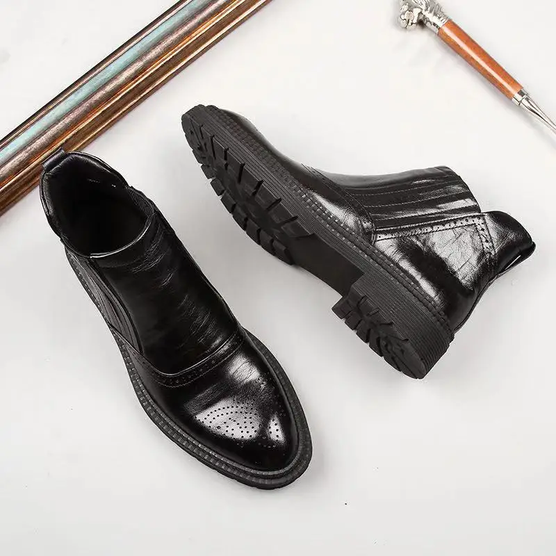 Autumn Brogue Men's Chelsea Boots Genuine Leather Casual Shoes Male Slip-on Wedding Dress Short Boot For Man Black Wine Red
Autumn Brogue Men's Chelsea Boots Genuine Leather Casual Shoes Male Slip-on Wedding Dress Short Boot For Man Black Wine Red