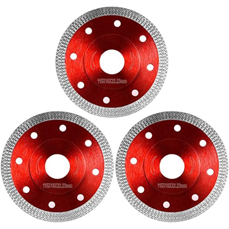 Diamond Saw Blade for Cutting Porcelain Tiles Granite Marble Ceramics Works with Tile Saw and Angle Grinder, 3 Pack, Red
Diamond Saw Blade for Cutting Porcelain Tiles Granite Marble Ceramics Works with Tile Saw and Angle Grinder, 3 Pack, Red
