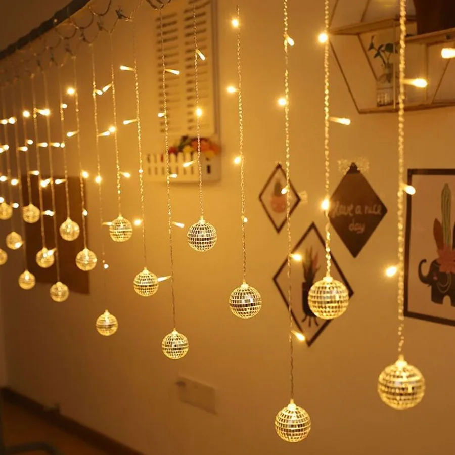 Disco Globe Ball String Lights LED Christmas Garland Fairy Curtain light 4M Outdoor For Bedroom Home Party Wedding Ramadan Decor
Disco Globe Ball String Lights LED Christmas Garland Fairy Curtain light 4M Outdoor For Bedroom Home Party Wedding Ramadan Decor