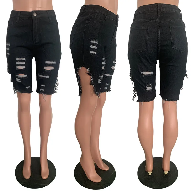 5 шт. прямые джинсы до колен с высокой талией | Женская одежда
