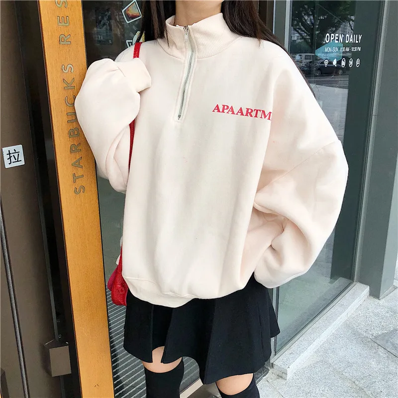 Hoodies Women Stand Collar Thicker Letter Printed Loose Leisure Womens Korean Style Harajuku All-match Pullovers Clothes
Hoodies Women Stand Collar Thicker Letter Printed Loose Leisure Womens Korean Style Harajuku All-match Pullovers Clothes