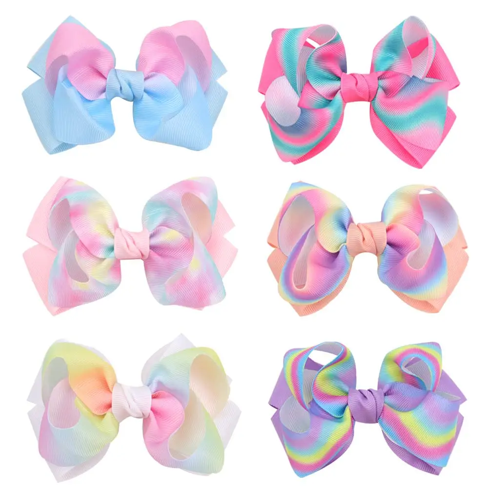 4" Rainbow colors Boutique Grosgrain Ribbon Hair bow with Clips Kids Tie dye hair accessories Girls Hairpins Barrettes Headwear
4" Rainbow colors Boutique Grosgrain Ribbon Hair bow with Clips Kids Tie dye hair accessories Girls Hairpins Barrettes Headwear