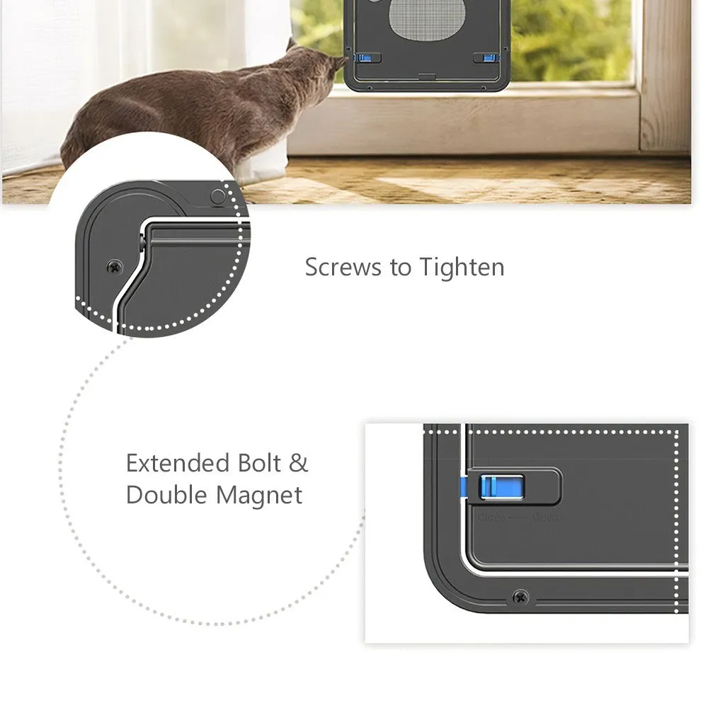Pet Screen Door Magnetic Flap Screen Automatic Lockable Black Door for Small Cat Kitten Puppy H27001
Pet Screen Door Magnetic Flap Screen Automatic Lockable Black Door for Small Cat Kitten Puppy H27001