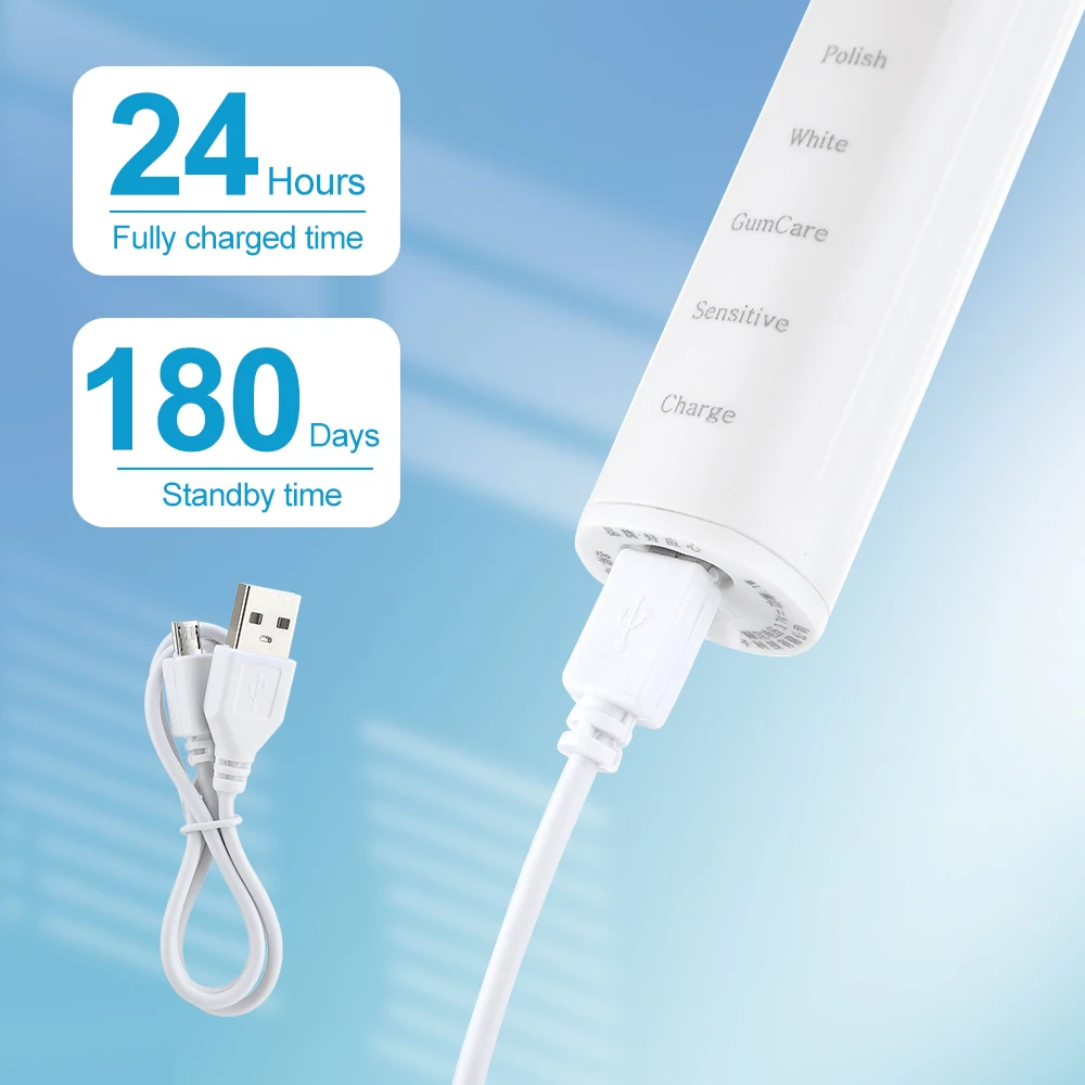 Electric Toothbrush 5 Modes 4 Speeds Professional Dental Care Waterproof Tooth Brush Soft Bristles Teeth Whitening USB Charge
Electric Toothbrush 5 Modes 4 Speeds Professional Dental Care Waterproof Tooth Brush Soft Bristles Teeth Whitening USB Charge