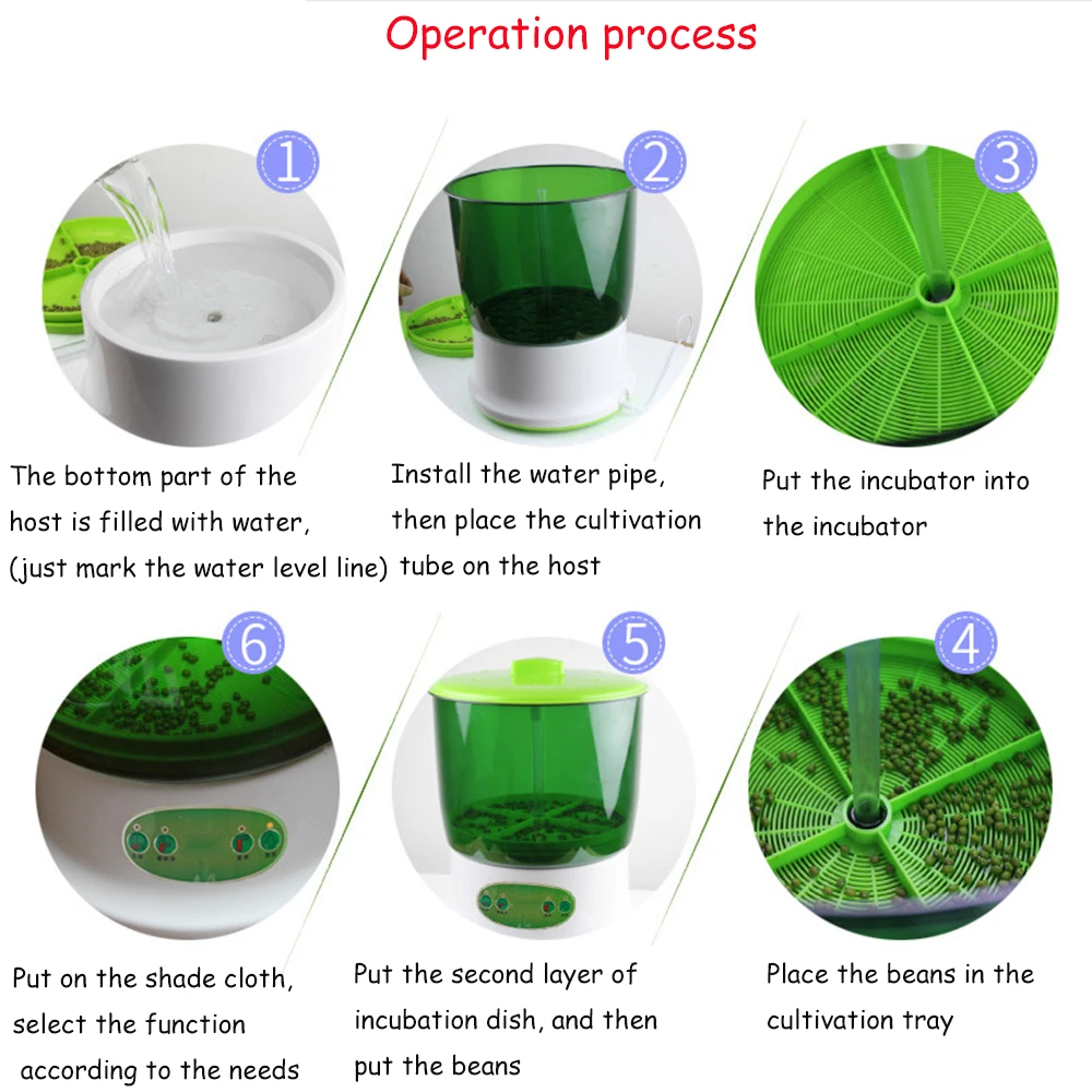 220V 50Hz Intelligence Bean Sprouts Machine Big Capacity Home Use Thermostat Green Seeds Growing Bean sprouts Automatic
220V 50Hz Intelligence Bean Sprouts Machine Big Capacity Home Use Thermostat Green Seeds Growing Bean sprouts Automatic