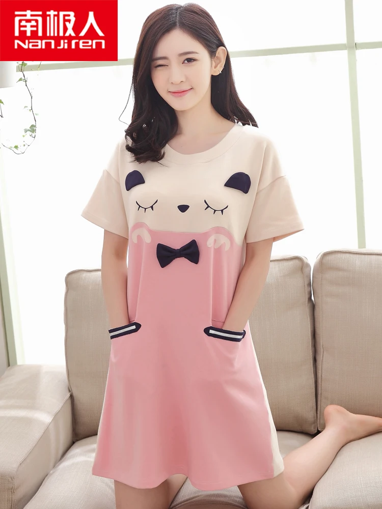 Women's Pajamas Pajama NGGGN Nightgown Female Girl Cotton Short Sleeve Summer Cute Cartoon Sweet Leisure Wear Dress
Women's Pajamas Pajama NGGGN Nightgown Female Girl Cotton Short Sleeve Summer Cute Cartoon Sweet Leisure Wear Dress