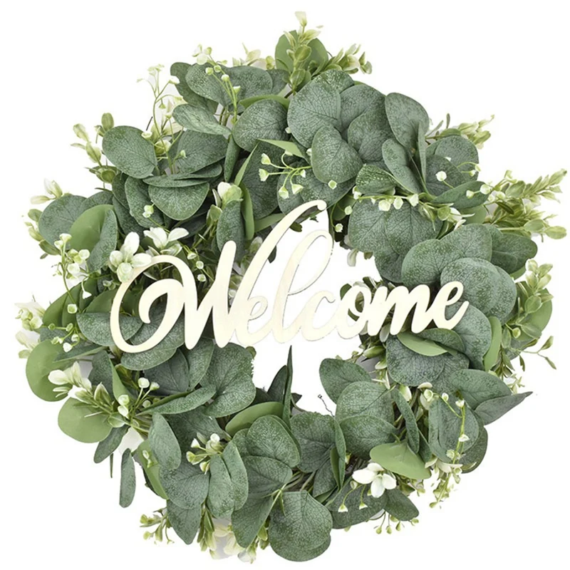 Artificial Eucalyptus Leaves Welcome Decorations Wreath for Front Door Wall Window Farmhouse Home Indoor Outdoor Decor
Artificial Eucalyptus Leaves Welcome Decorations Wreath for Front Door Wall Window Farmhouse Home Indoor Outdoor Decor