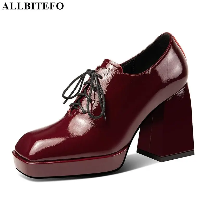 ALLBITEFO Waterproof platform shoes square toe genuine leather women high heels lace-up fashion leisure women heels shoes
ALLBITEFO Waterproof platform shoes square toe genuine leather women high heels lace-up fashion leisure women heels shoes