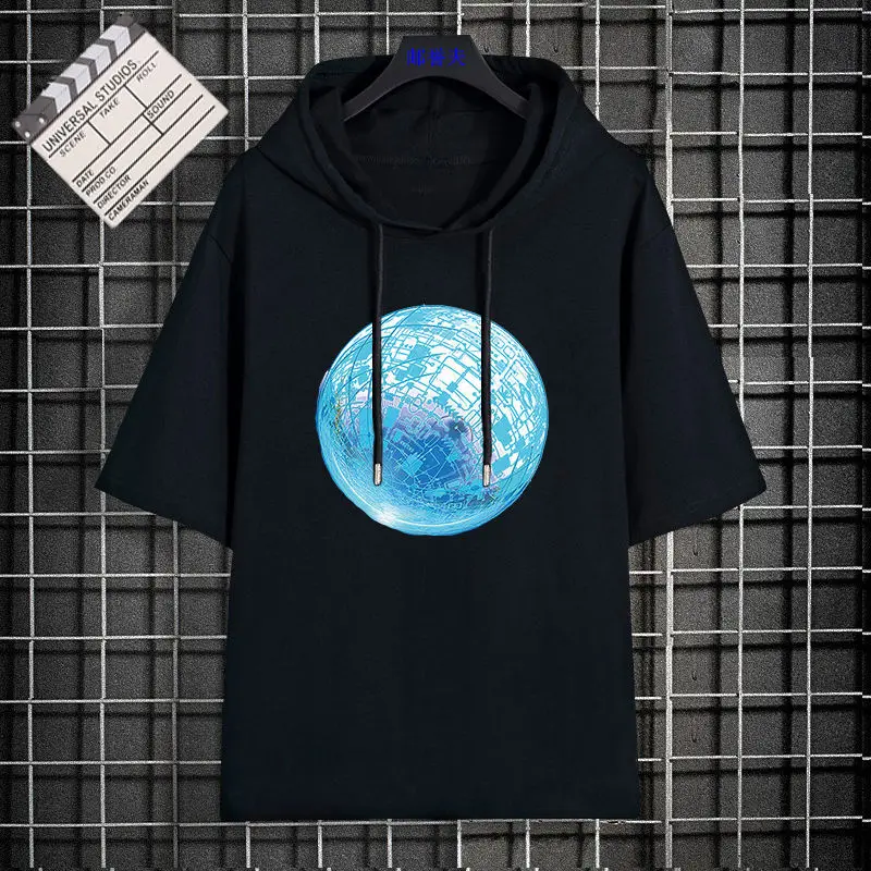 2022 summer hooded quarter sleeve short sleeve t-shirt men's loose trend graphic design top
2022 summer hooded quarter sleeve short sleeve t-shirt men's loose trend graphic design top