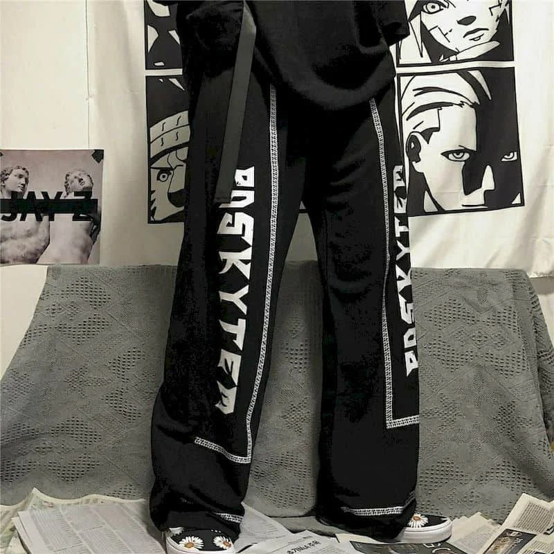 Plus Size Black Pants Women Clothing Dark Goth Japanese Text Printing Yamamoto Loose Straight Casual Tide Wild Trousers
Plus Size Black Pants Women Clothing Dark Goth Japanese Text Printing Yamamoto Loose Straight Casual Tide Wild Trousers