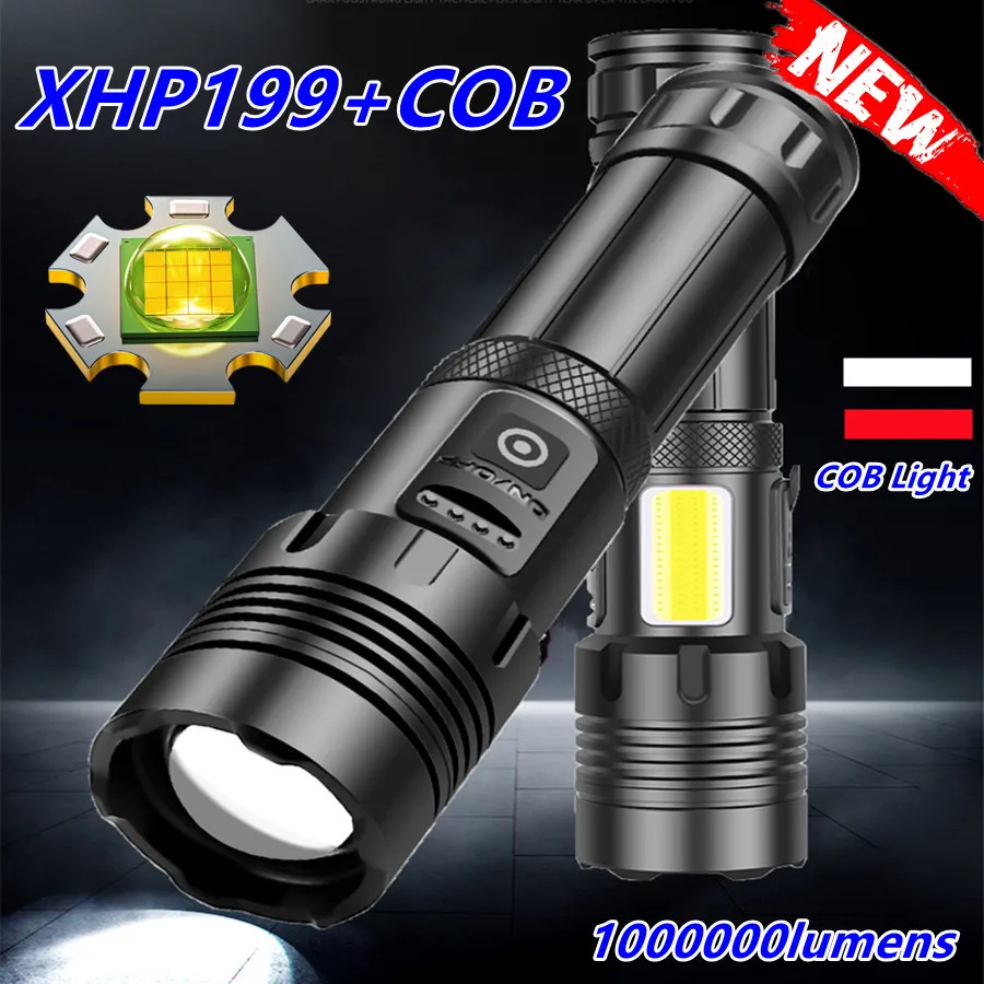 Новейший XHP199 COB мощный светодиодный фонарик USB перезаряжаемый портативный зум фонарик IP65 Водонепроницаемый тактический фонарик
Новейший XHP199 COB мощный светодиодный фонарик USB перезаряжаемый портативный зум фонарик IP65 Водонепроницаемый тактический фонарик