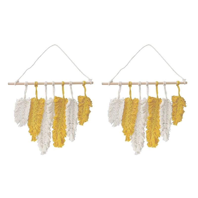 2X Hand-Made Macrame Wall Hanging Feather Cotton Woven Leaves Living Room Headboard Hangings Boho Decor Wall Tapestry
2X Hand-Made Macrame Wall Hanging Feather Cotton Woven Leaves Living Room Headboard Hangings Boho Decor Wall Tapestry
