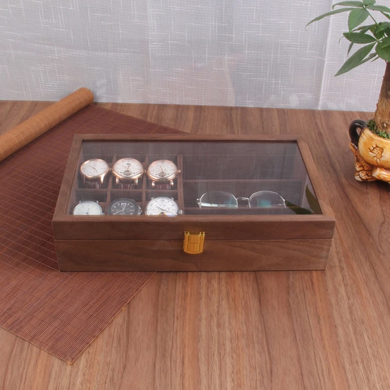 6+3 Slots Vintage Wooden Watch Glasses Boxes Sunglasses Display Case Holder Jewelry Collection Storage Organizer with Glass
6+3 Slots Vintage Wooden Watch Glasses Boxes Sunglasses Display Case Holder Jewelry Collection Storage Organizer with Glass
