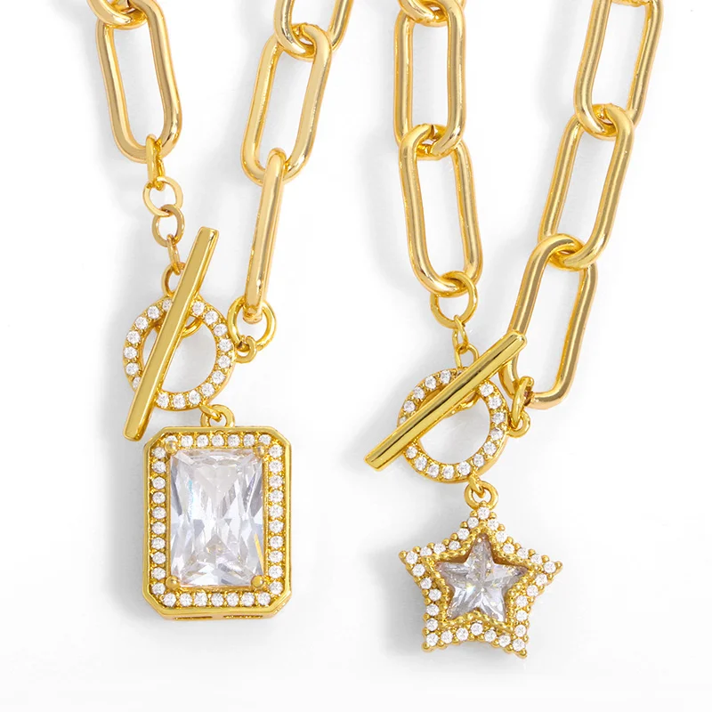 FLOLA Gold Miami Cuban Curb Link Chain Star Necklace For Women Crystal Square Pendant Necklace Collar Chunky Punk Jewelry nket59
FLOLA Gold Miami Cuban Curb Link Chain Star Necklace For Women Crystal Square Pendant Necklace Collar Chunky Punk Jewelry nket59