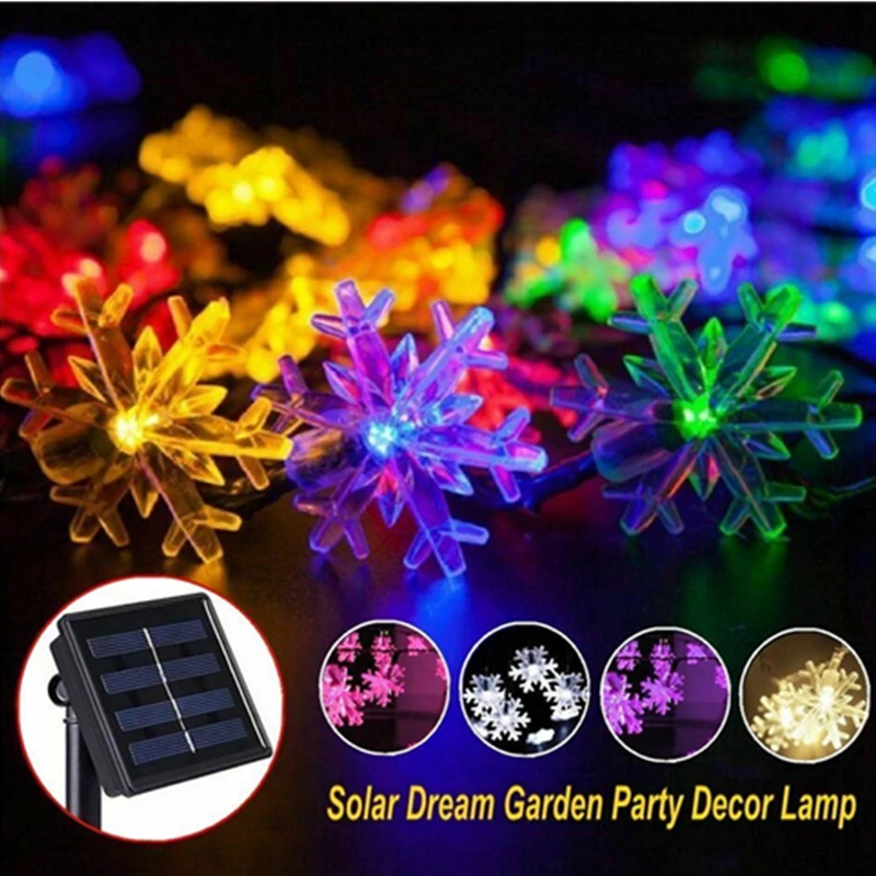 Solar 30 LED Snowflake Fairy String Lights Garden Xmas Wedding Party Decor Lamp Indoor Outdoor Chrismas Atmosphere Lighting Dec | Лампы и