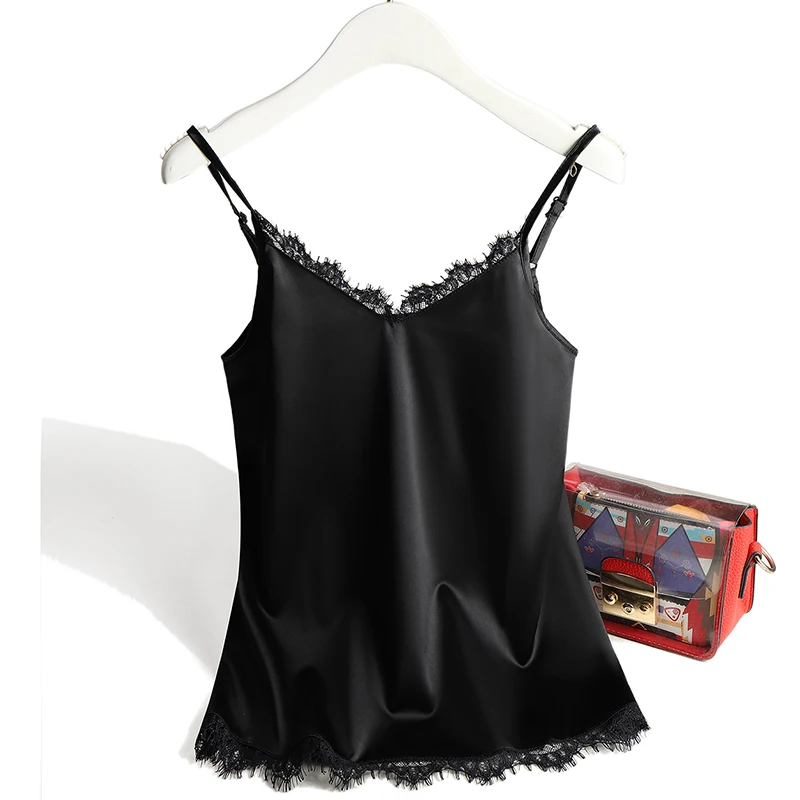 2022 Lace Top Women Halter V Neck Basic White Cami Sleeveless Satin Silk Tank Tops Women'S Summer Camisole
2022 Lace Top Women Halter V Neck Basic White Cami Sleeveless Satin Silk Tank Tops Women'S Summer Camisole