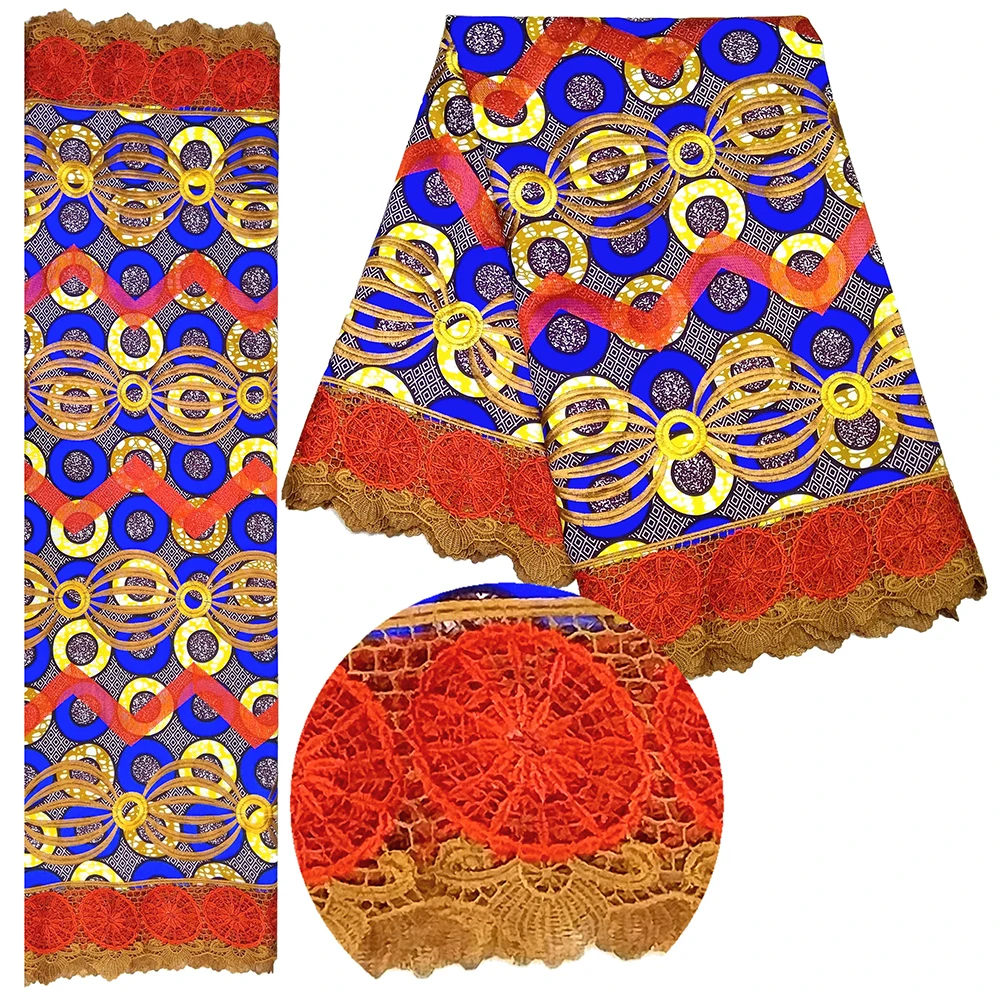 6yards/set African Bazin Riche Fabric with Polyester Lace fabric 2020 Guinea Brocade Lace wax Fabric Wax Africain 
6yards/set African Bazin Riche Fabric with Polyester Lace fabric 2020 Guinea Brocade Lace wax Fabric Wax Africain