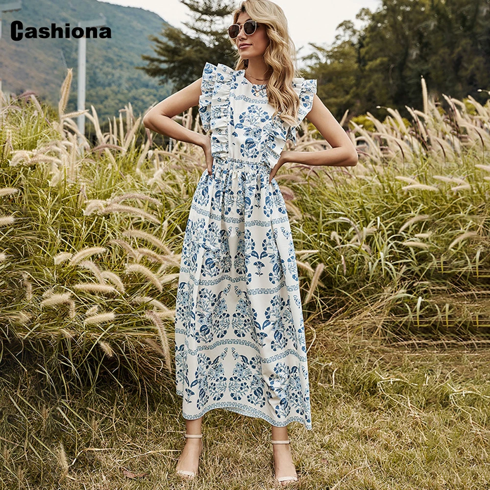 Latest 2021 Women Elegant Long Maxi Dress Vintage Flower Print Summer Beach Dress Ruffle Sleeve Ladies Boho A-line Dresses Femme
Latest 2021 Women Elegant Long Maxi Dress Vintage Flower Print Summer Beach Dress Ruffle Sleeve Ladies Boho A-line Dresses Femme