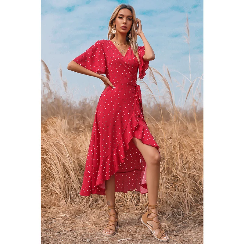 2021 Summer New Fashion Women's Wear Fresh Sweet V-neck Ruffle Sleeve Polka Dot Dress
2021 Summer New Fashion Women's Wear Fresh Sweet V-neck Ruffle Sleeve Polka Dot Dress