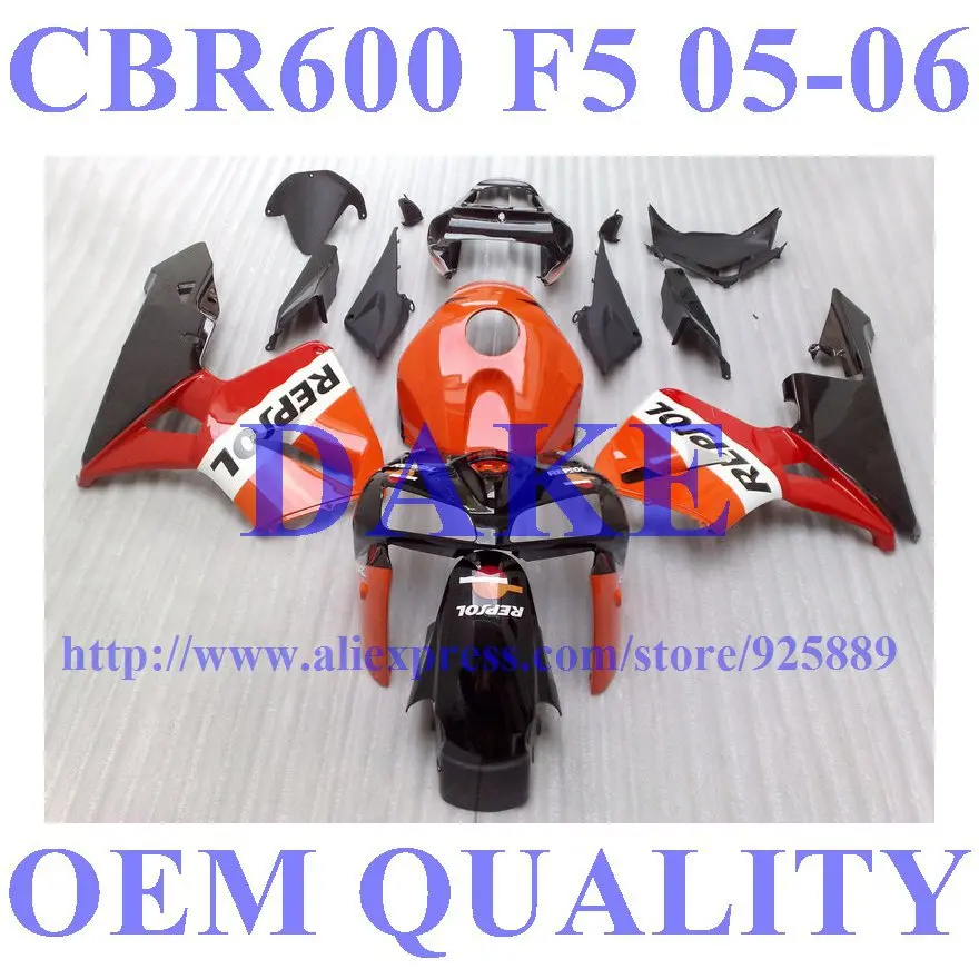 DAKE Injection REPSOL fairings for HONDA CBR600RR 05 06 F5 CBR 600 RR 2005 2006 orange red black fairing kits
DAKE Injection REPSOL fairings for HONDA CBR600RR 05 06 F5 CBR 600 RR 2005 2006 orange red black fairing kits