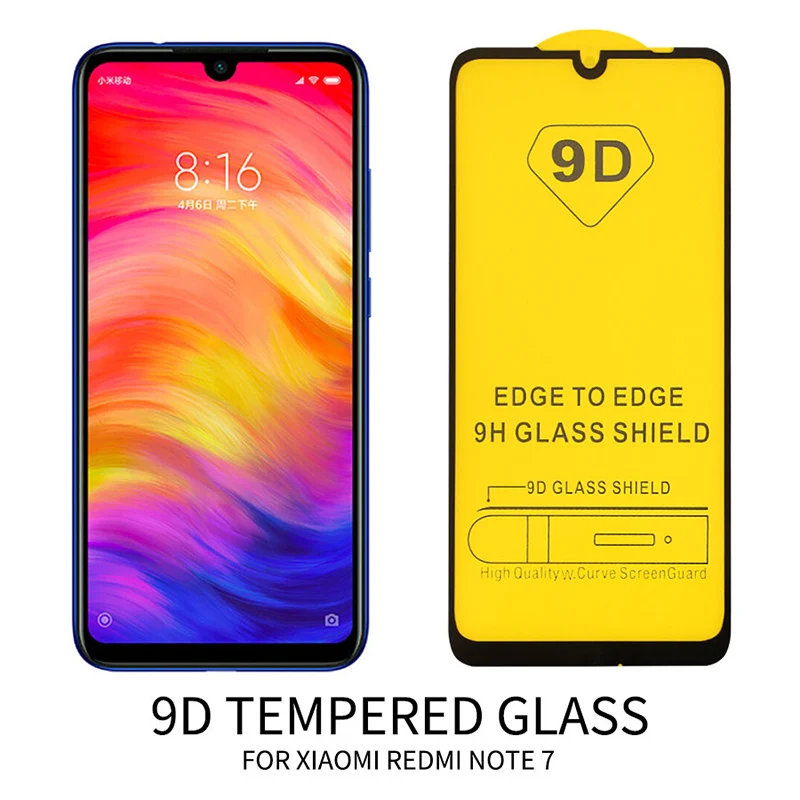 Защитное стекло 9D для xiaomi redmi Note 7 pro 2 шт. защитное на экран красная mi note 8 k20