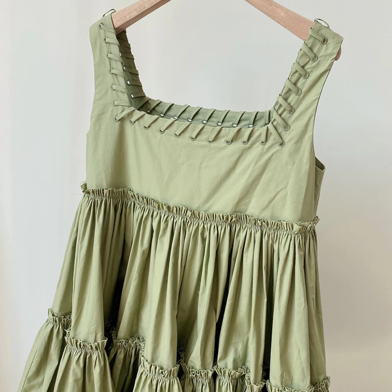 VGH Sweet Solid Dress For Women Square Collar Sleeveless Patchwork Mini Temperament Dresses Female Summer Fashion New 2021 Tide
VGH Sweet Solid Dress For Women Square Collar Sleeveless Patchwork Mini Temperament Dresses Female Summer Fashion New 2021 Tide