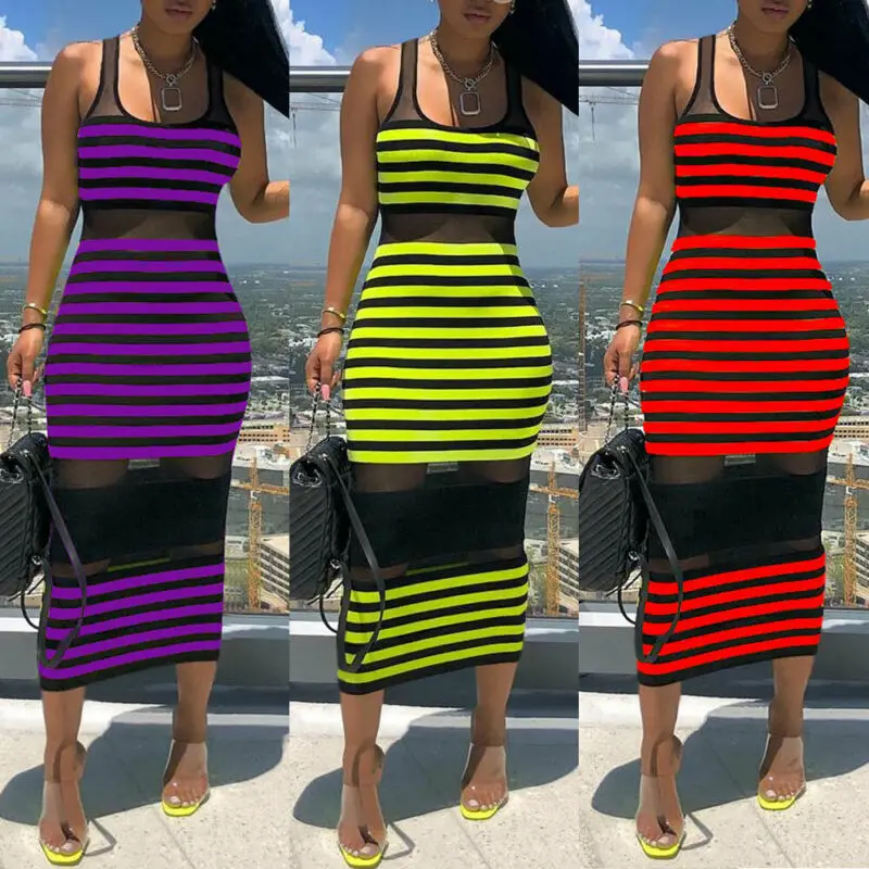 Goowrom Womens Sleeveless Bandage Bodycon Evening Party Cocktail Club Striped Midi Dress
Goowrom Womens Sleeveless Bandage Bodycon Evening Party Cocktail Club Striped Midi Dress
