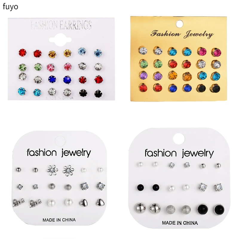 12 pair/set Women Crystal Ball Stud Earrings Set for Women Piercing Simulated Pearl Flower Party Statement Brincos Earrings Sets
12 pair/set Women Crystal Ball Stud Earrings Set for Women Piercing Simulated Pearl Flower Party Statement Brincos Earrings Sets