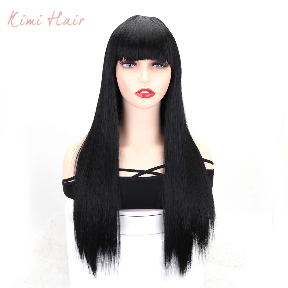 Kimi Hair Long Black Straight Synthetic Wigs with Bangs for Women High Temperature Hair
Kimi Hair Long Black Straight Synthetic Wigs with Bangs for Women High Temperature Hair