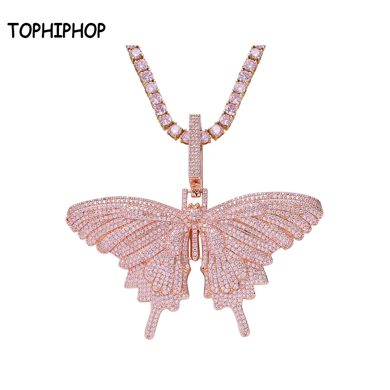 TOPHIPHOP Fashion Bling Iced Out Big Butterfly Pendant Necklaces Micro Pave AAA Cubic Zircon Charm Hip Hop Necklace for Gifts
TOPHIPHOP Fashion Bling Iced Out Big Butterfly Pendant Necklaces Micro Pave AAA Cubic Zircon Charm Hip Hop Necklace for Gifts