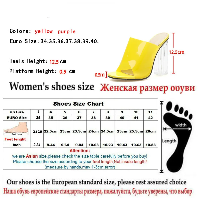 2019 Women Slippers Purple Yellow Pvc Crystal Square Heel Transparent Clear High Heels Summer Slippers Sandals Pumps Size 42
2019 Women Slippers Purple Yellow Pvc Crystal Square Heel Transparent Clear High Heels Summer Slippers Sandals Pumps Size 42