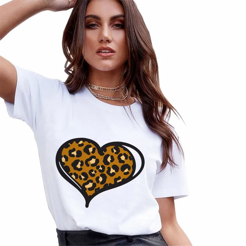 Women's T-shirt Leopard Print Love Heart Shape Female Tshirt Fashion Fun Retro Top Lady Short Sleeve Tee Shirt
Women's T-shirt Leopard Print Love Heart Shape Female Tshirt Fashion Fun Retro Top Lady Short Sleeve Tee Shirt