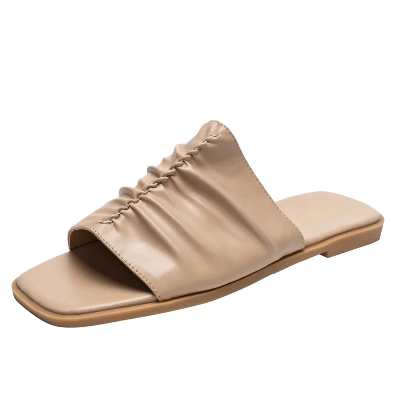 2021 Pleated Slippers Women Slip On Slides Fashion Brand Square Toe Leather Flat Sandals Female Outdoor Casual Flip Flops
2021 Pleated Slippers Women Slip On Slides Fashion Brand Square Toe Leather Flat Sandals Female Outdoor Casual Flip Flops